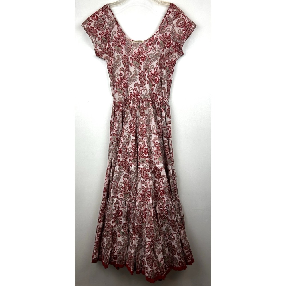 Soft Surroundings Dress Womens S Midi Paisley Boho Soft Girl Coquette Red Twirl
